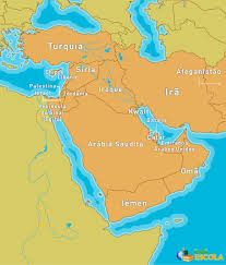 Mapa do Oriente Médio destacando o conflito Israel x Irã
